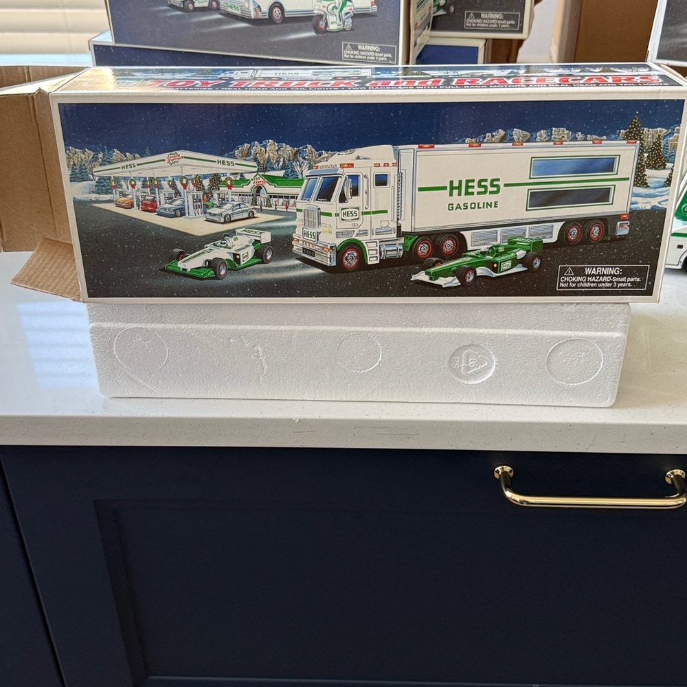 NIB 2003 Hess Gasoline Toy Truck and Racecars